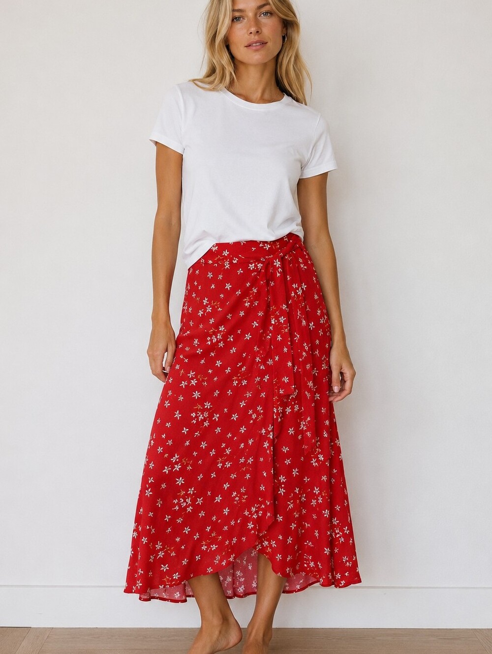Velvet By Graham & Spencer Chic Red and White A-Line Skirt
